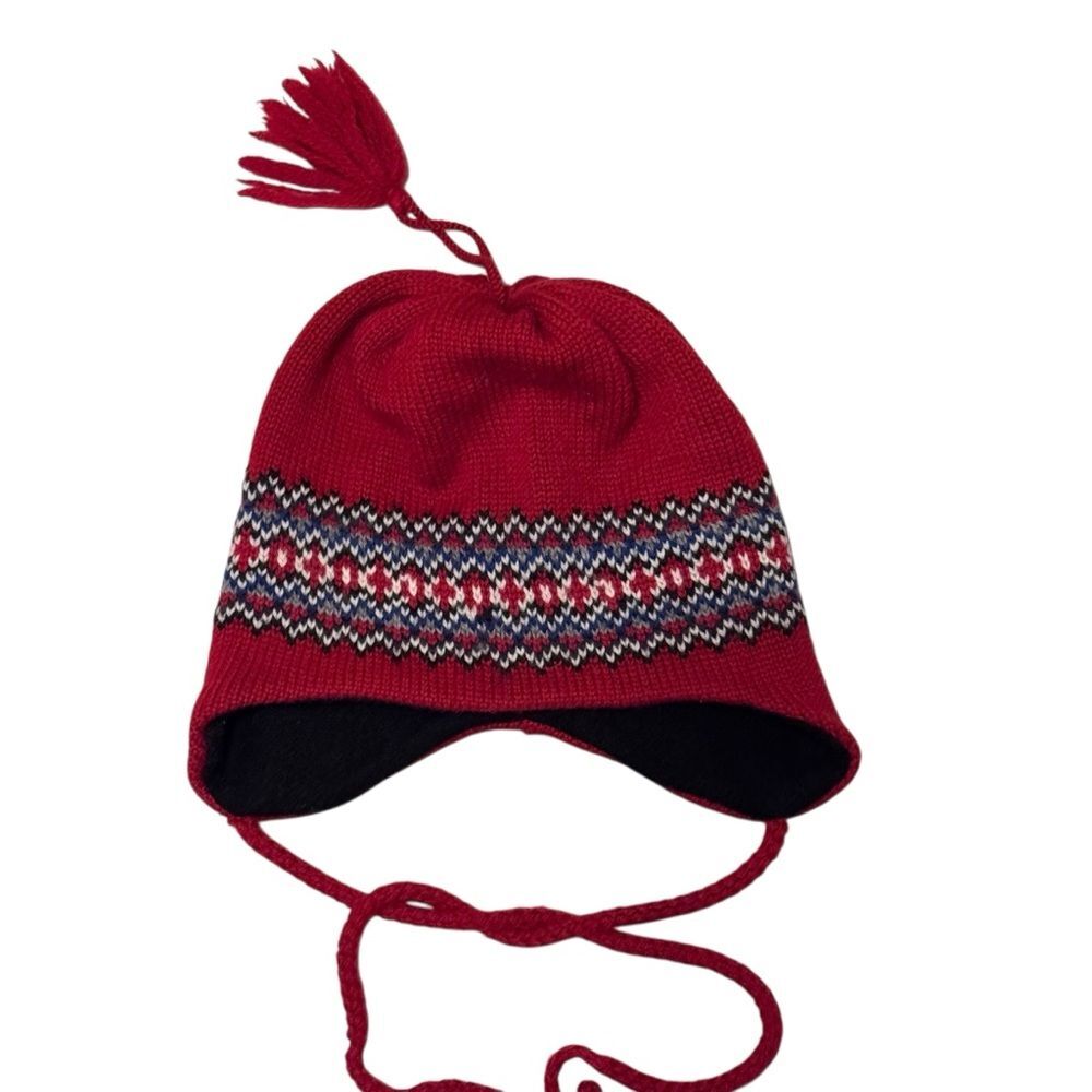 Merkley Red Ski Snowboard Winter Snow Beanie Ear Warmer Cap 100% Wool Canada